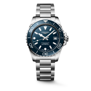 Longines Hydroconquest 39mm L3.779.4.96.6 - bracciale e cassa acciaio - quadrante blu con datario - ghiera blu